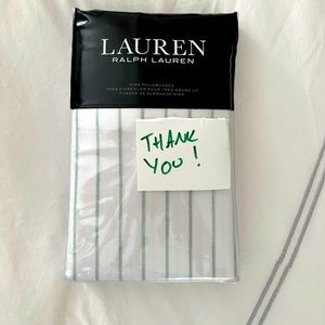 Lauren Ralph Lauren Spencer Stripe Sateen King Size Pillowcases 2 Sage Green NWT